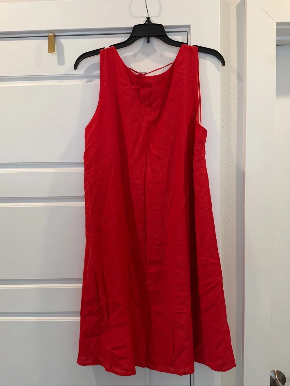 Abercrombie & Fitch NWT Red Linen Blend Open Back Trapeze Mini Dress L Tall - Picture 3 of 5